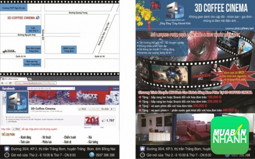In tờ rơi tích hợp bản đồ chất lượng cao quảng cáo cho 3D Coffee Cinema